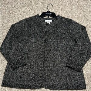 Sag Harbor Charcoal Textured‑Knit Button Cardigan – Women’s Large, EUC